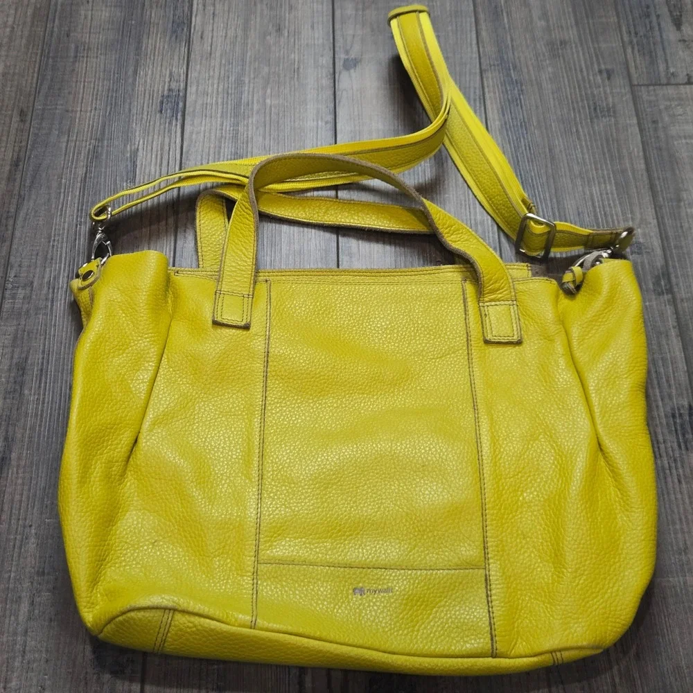 mywalit Leather Tote Bag Bright Yellow Shoulder Crossbody Purse